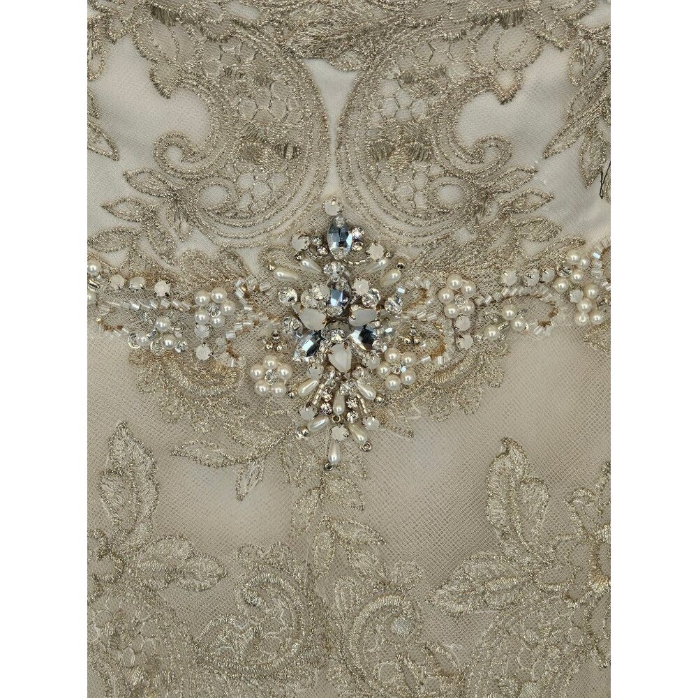 Champagne/Gold Embroidered High/Low Wedding Gown - Private Label by G - Picture 6 of 11